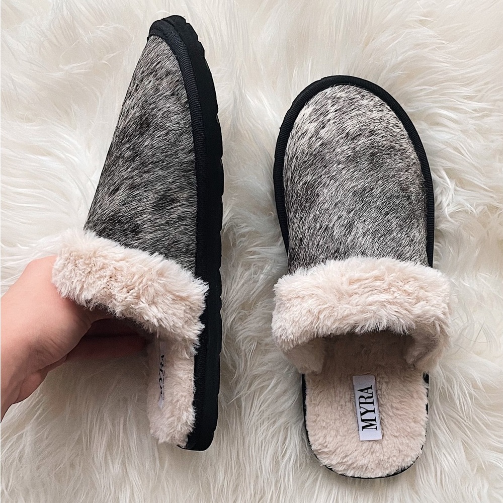 Myra Cowhide Slippers